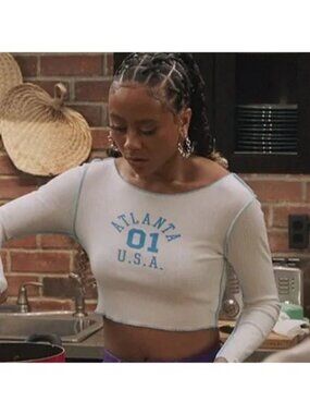 Forever 21 Long Sleeve Ribbed Crop Top ASO All American TV show Sz S Y2K Cropped